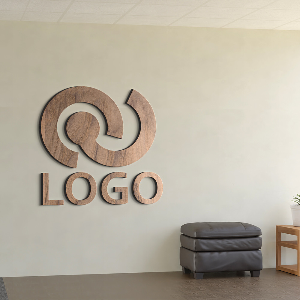 Logo-skilt i træ